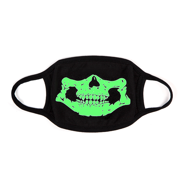 

Unsiex Men Noctilucence Luminous Green Cartoon Skeleton Pattern Anti-Dust Cotton Mouth Mask