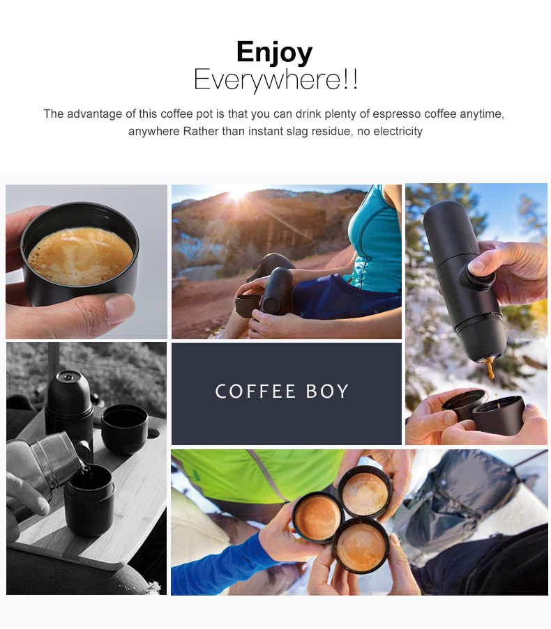 KCASA KC-COFF20 Portable Manual Coffee Maker Hand Espresso Maker Mini Coffee Machine Coffee Pot Outdoor Travel design (Black) 12