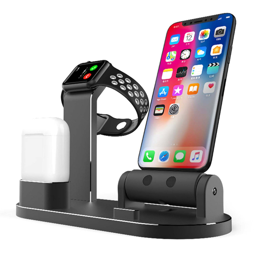 

3 в 1 держатель телефона док-станции для зарядки из алюминиевого сплава для iPhone Apple AirPods серии Apple Watch