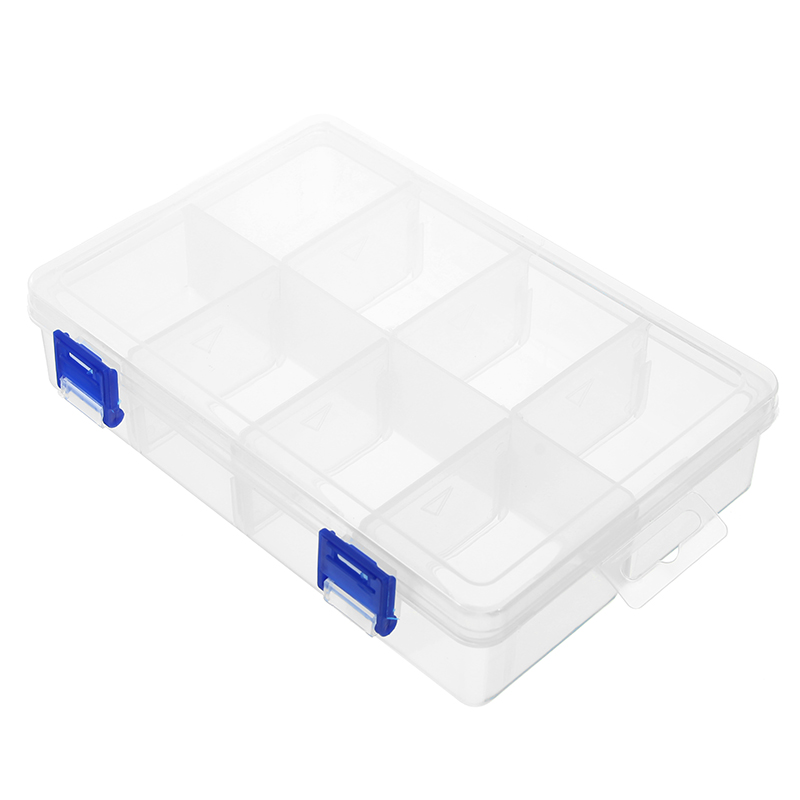 

8 Grids Transparent Storage Box Double Latch Compartments Parts Container Assortment Organizer