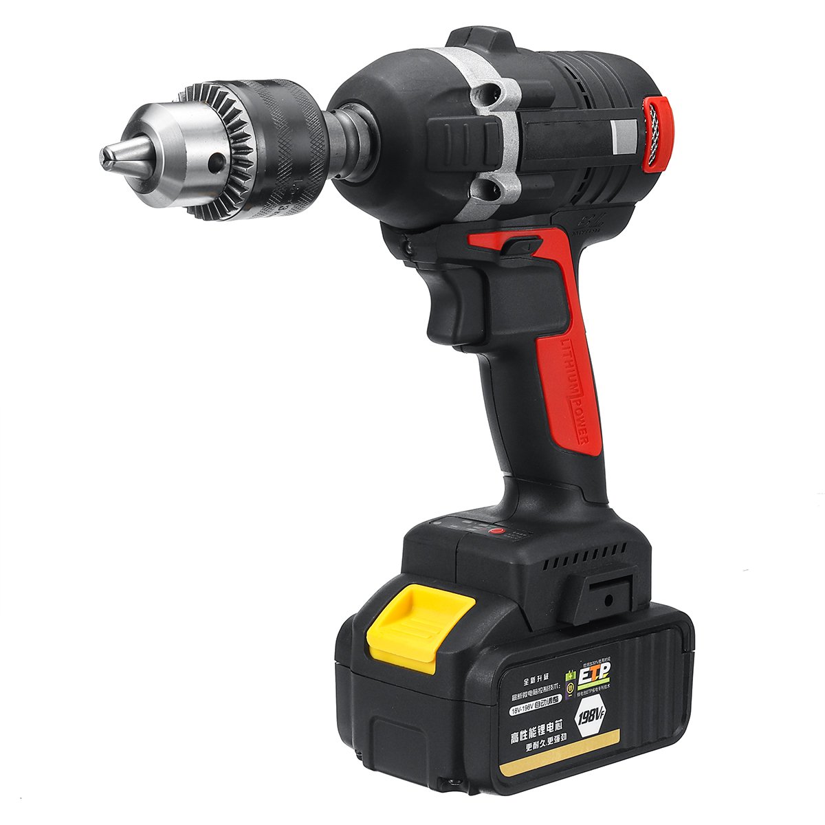 

198VF 520N.M High Torque Multipurpose Cordless Brushless Electric Wrench Drill Driver 2 Li-ion Batteries Home Repair Power Tool