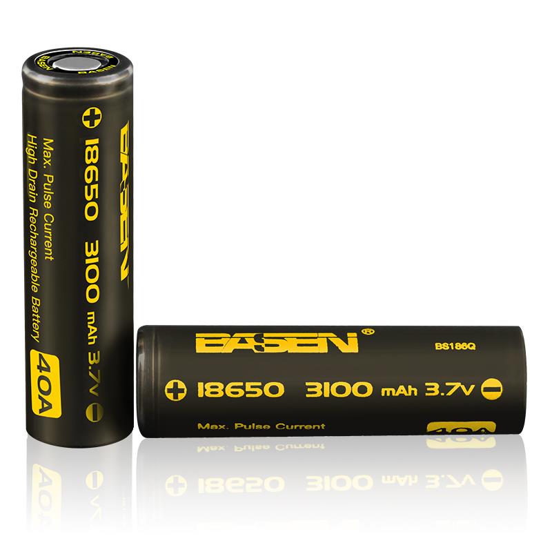 

2pcs Basen BS186Q 18650 3100mah 3.7V 40A High Drain Flat Top Rechargeable Li-ion Battery