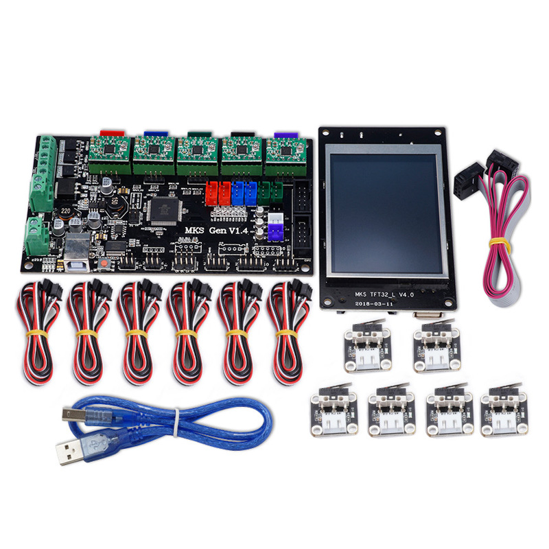 

MKS-GEN V1.4 Controller Mainboard+MKS TFT32 LCD Display+6Pcs Limit Switch+5Pcs 4988 Driver Kit For 3D Printer