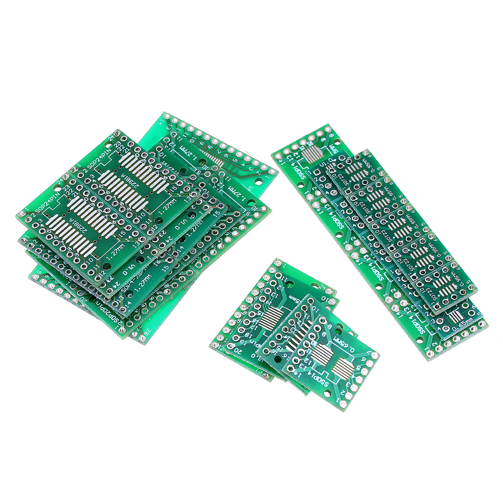 

35Pcs 7 Values Each 5 PCB Board Kit SMD Turn To DIP SOP MSOP SSOP TSSOP SOT23 8 10 14 16 20 24 28 SMT To DIP
