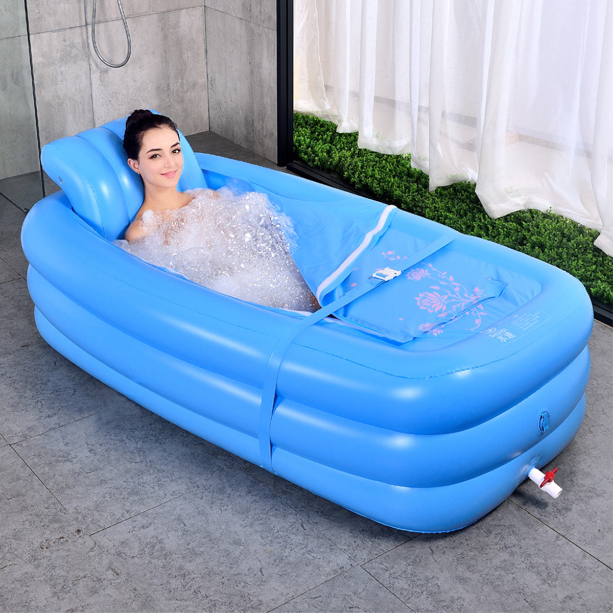 165x85x45cm Bathtub Inflatable Tub Portable Travel Bath Adult Spa Pool Warm Bathtub Folding 7