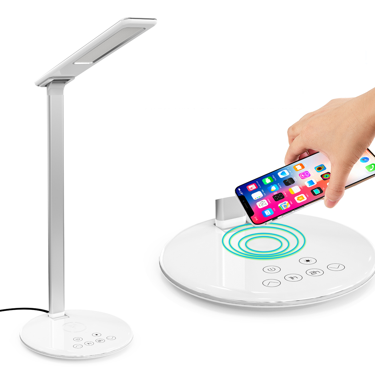 

10W Qi Wireless Charger LED Desk Lamp Phone Holder For iPhone XS Max XS 8 Plus Samsung Galaxy S10 Plus Huawei P30 Pro Al