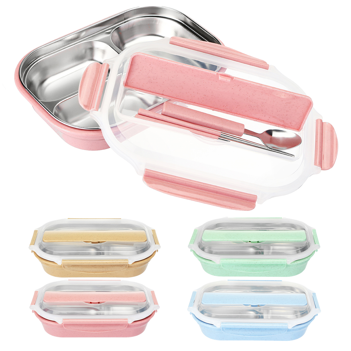 

Portable Stainless Steel Insulated Lunch Box Bento Food Container Thermal Case