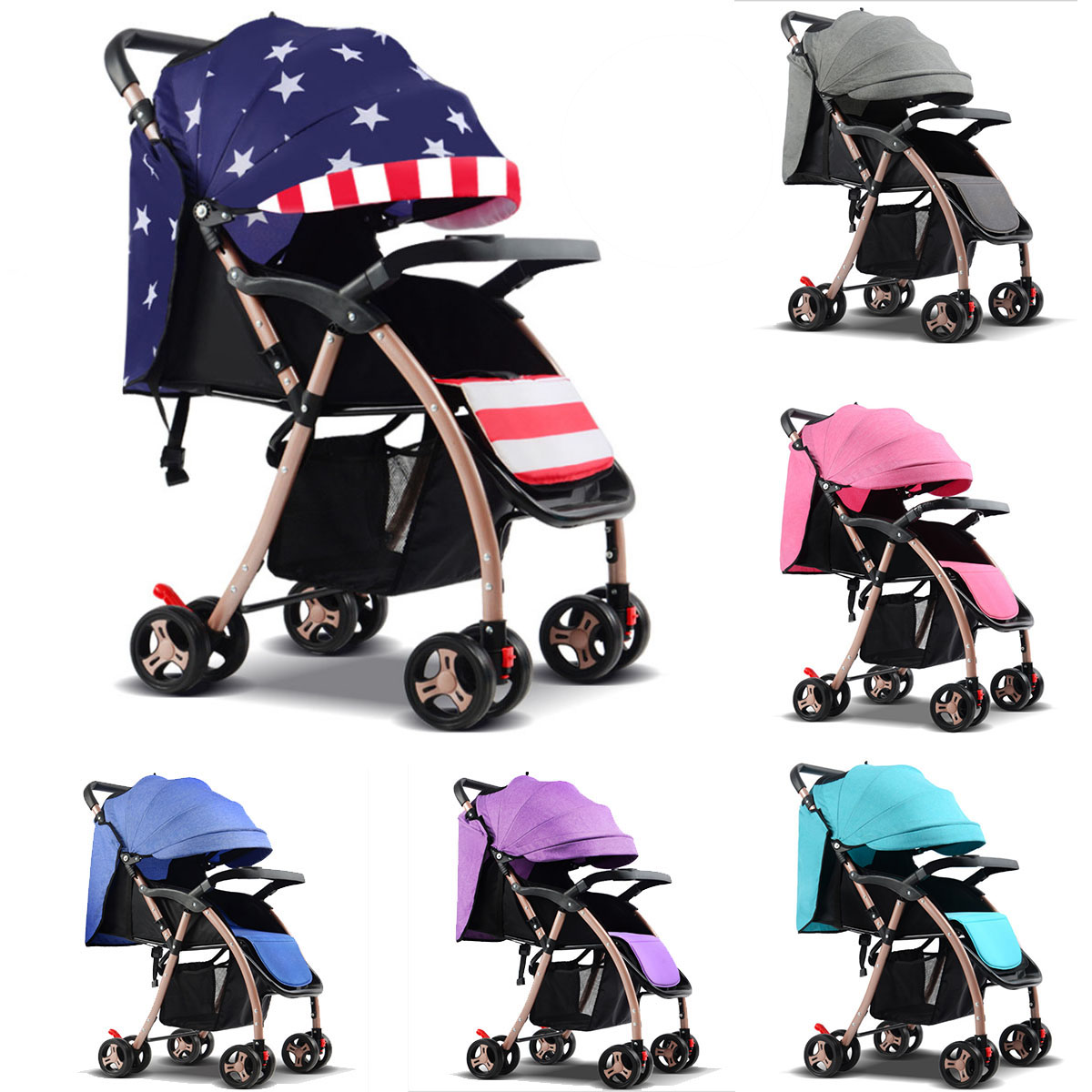 

Foldable Baby Kids Stroller Newborn Infant Awning Pushchair Buggy Travel Pram Lightweight Compact Strollers