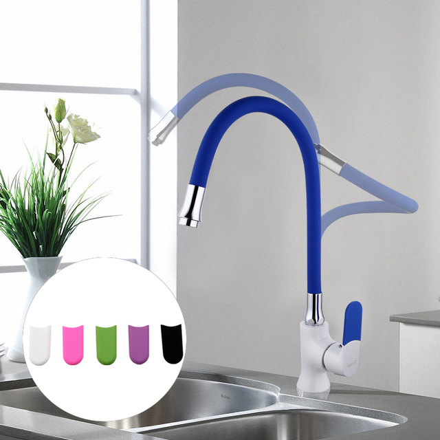 

FRAP F4034 Multi-color Kitchen Faucet Silica Gel Nose Any Direction Cold and Hot Water Mixer White