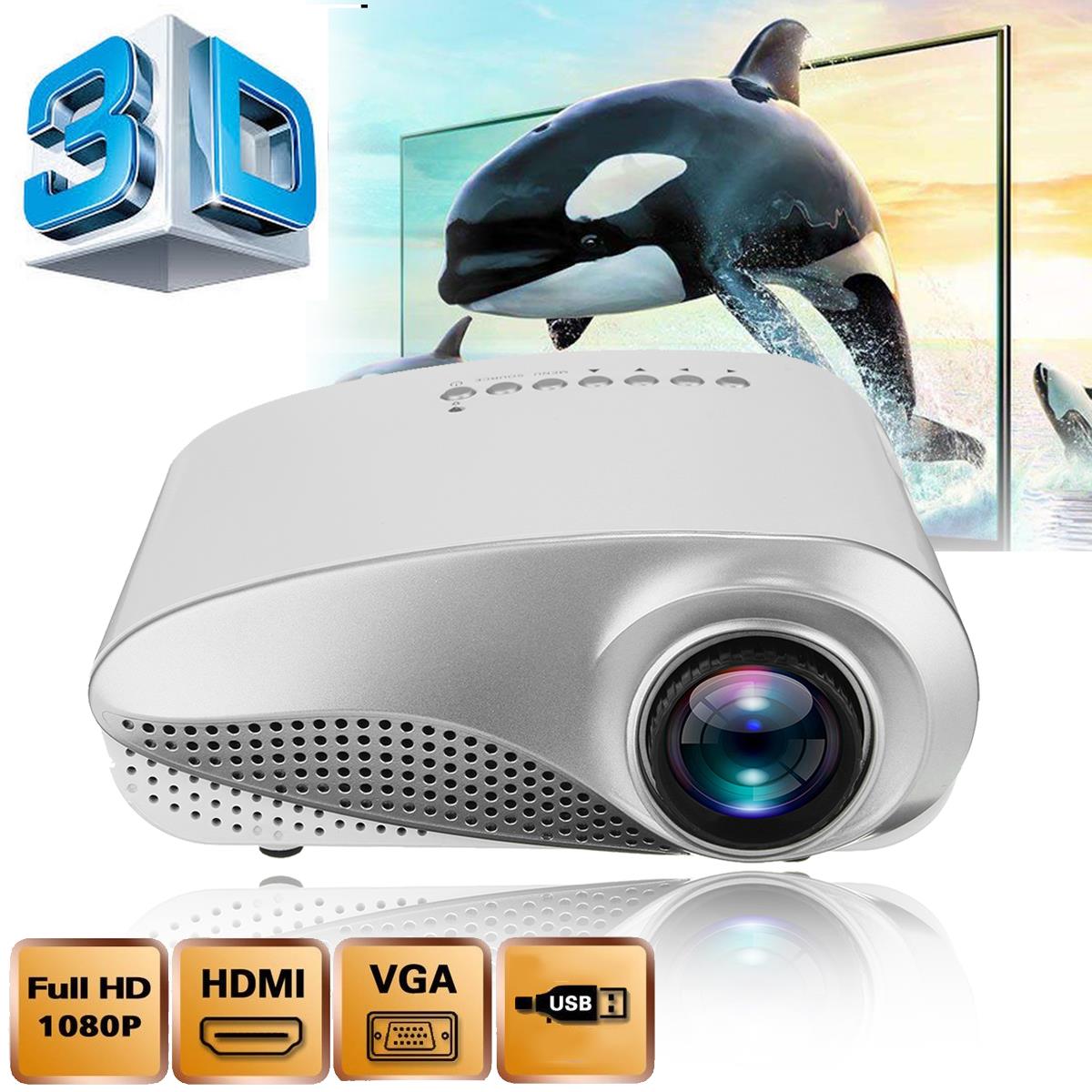 3D 1080P Portable LCD LED Mini Projector 600 Lumens 480x320 USB VGA TV AV Office Home Theater 13