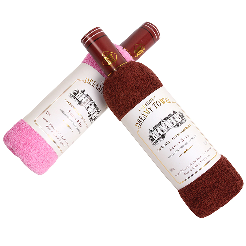 34.5x72cm Wine Shape Cotton Absorbent Towel Festival Gift Home Decor