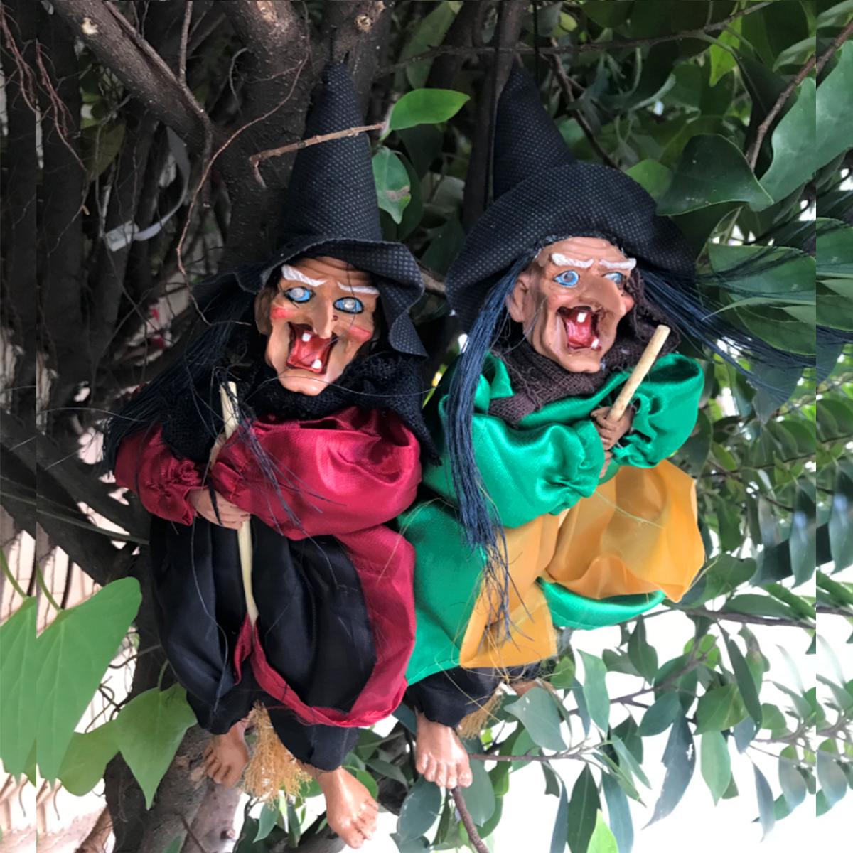 

31cm Halloween Hanging Animated Talking Witch Props Laughing Sound Control Decorations