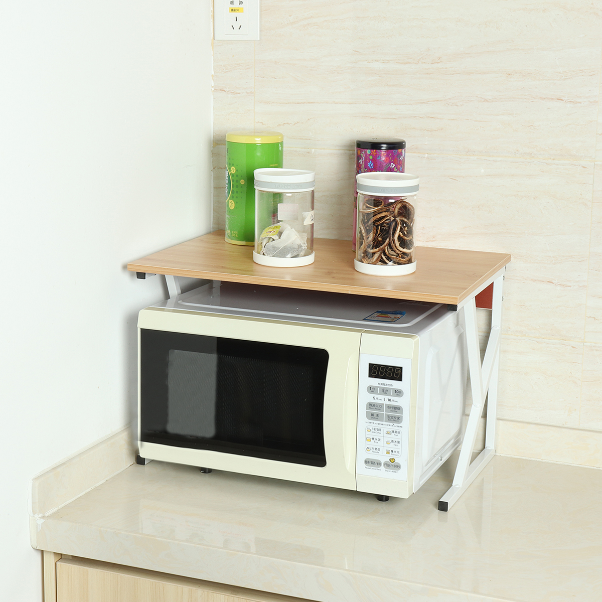 Microwave Oven Rack Kitchen Baker Stand Storage Shelf Kitchen Desktop Space Saving Organizer 66