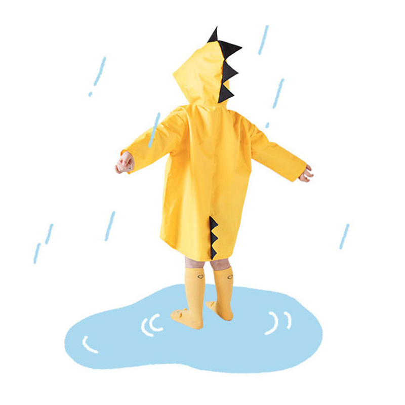 

Cute Small Dinosaur Waterproof Polyester Rain Coat Boy Children Girls Windproof Poncho Kindergarten Student Baby Raincoat