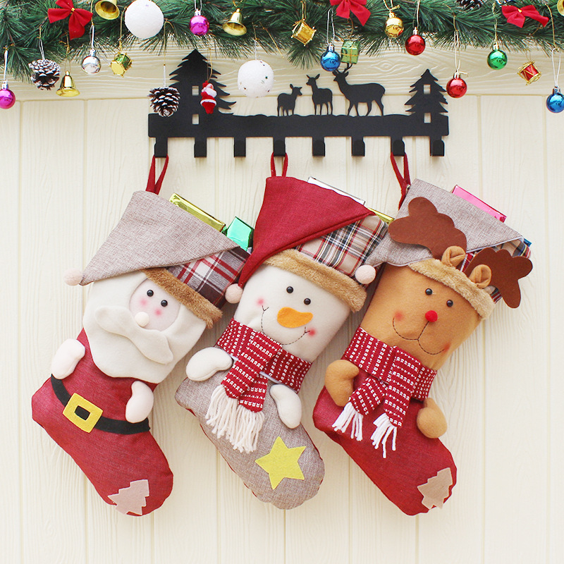 

Christmas Candy Bag Stocking Santa Claus Sock Gift Bag Bauble Christmas Tree Ornaments Decor