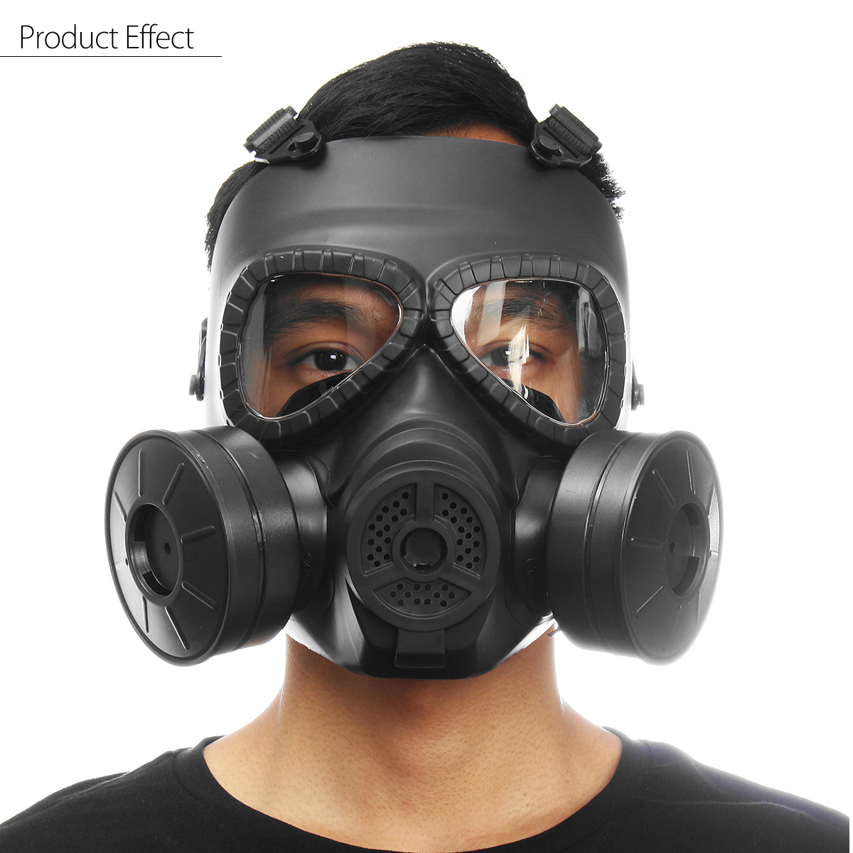 Breathable Gas Mask Double Filter Fan CS Edition Perspiration Dust Face Guard 24