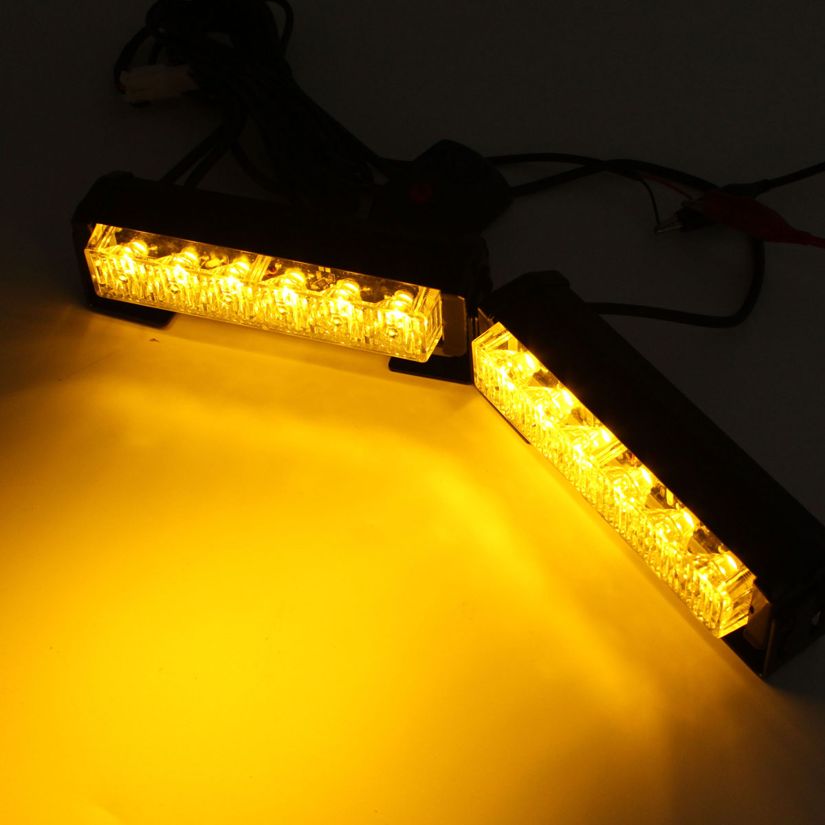 Paire 6 LED voiture orange clignotant Témoin lumineux stroboscopique interrupteur de lampe harnais d'urgence