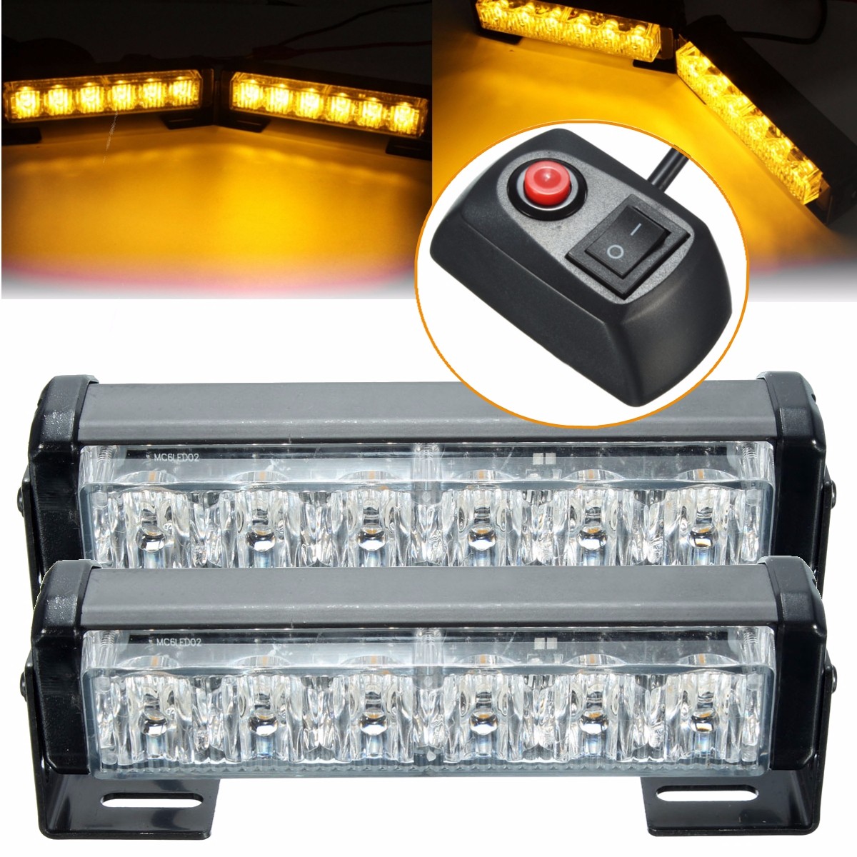 Waterproof Amber 6 LED 18W Car Truck Strobe Flash Emergency Warning Light Lamp