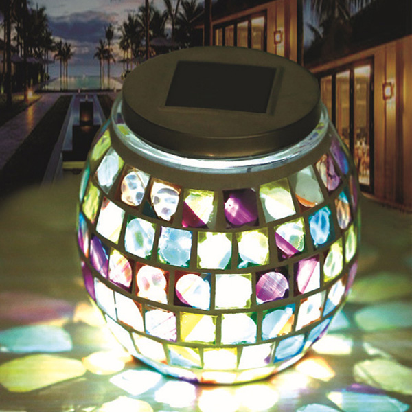 

Из нержавеющей стали мозаики солнечная энергия красочный LED свет сада стеклянный шар светильник украшения