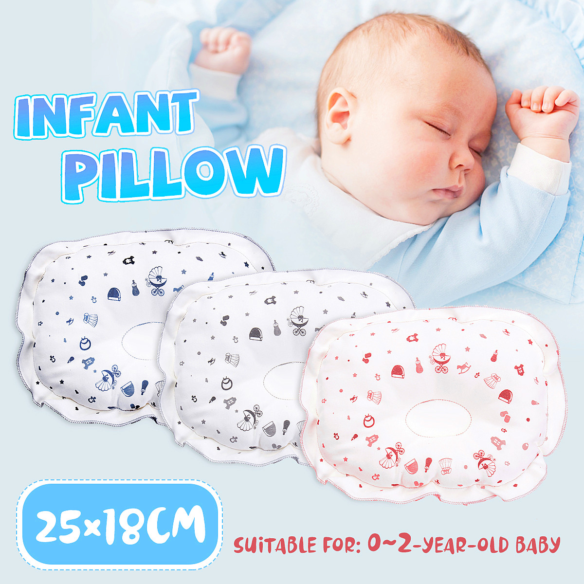 

Newborn Baby Pillow Infant Prevent Flat Head Support Pillow
