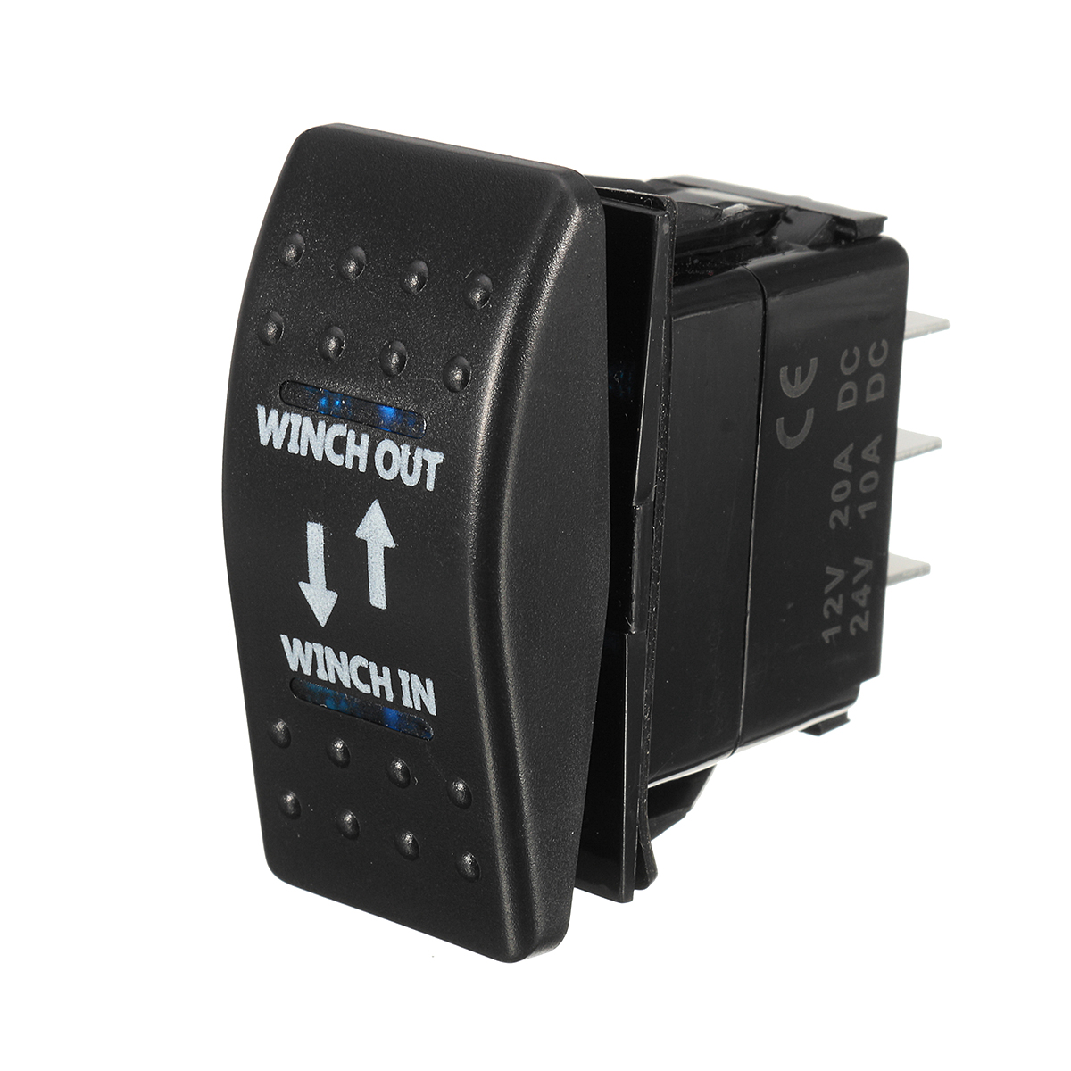 

12V 20A (ON)-OFF-(ON) Rocker Switch Momentary Winch In Winch Out LED 7-Pin