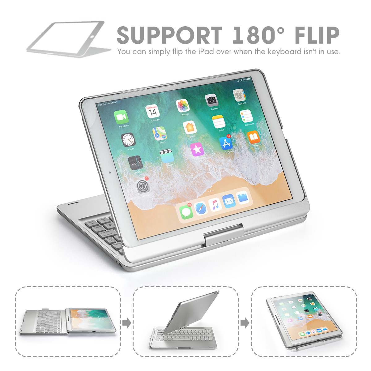 360º Rotation bluetooth Wireless Tablet Keyboard Protective Case With Pencil Holder For iPad Pro 10.5 Inch 2017/iPad Air 10.5 Inch 2019 15