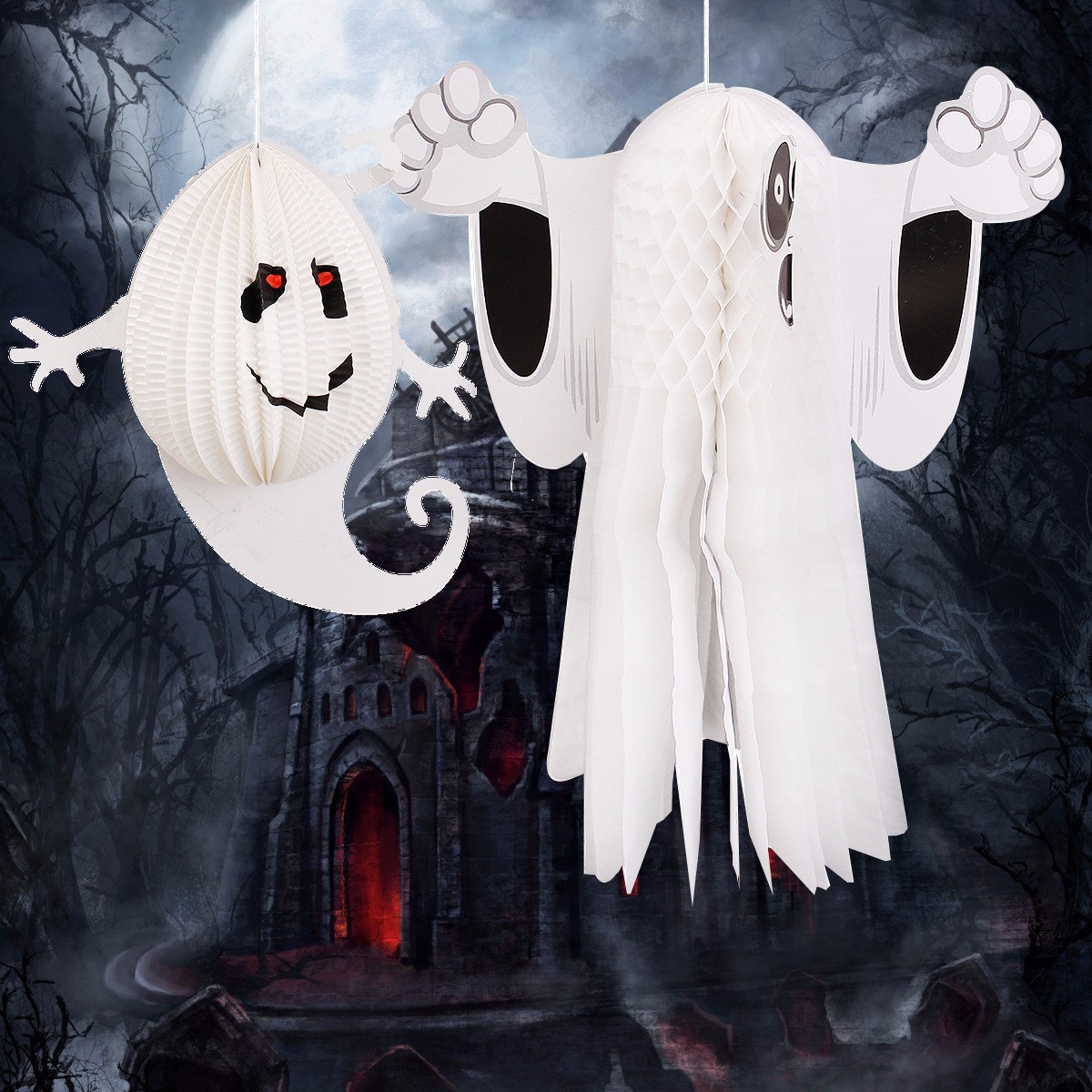 

Paper Hanging Ghost Window Door Hanger Halloween Party Decoration Prop