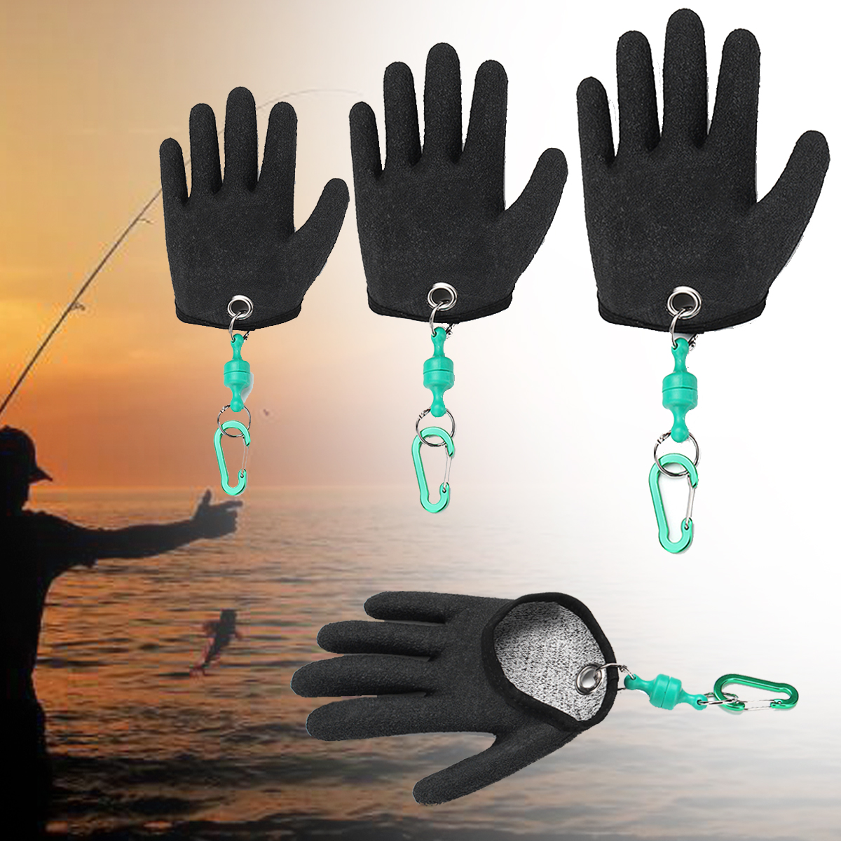 

1 Pcs Fishing Glove Safety Magnet Release Keychain Fishing Right Hand Protection Gloves