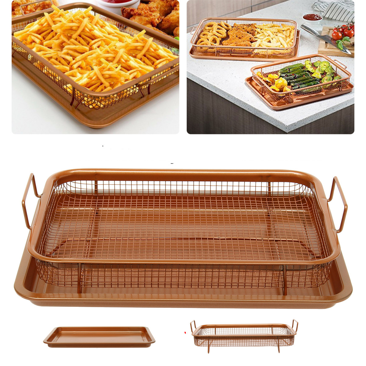 

BBQ Picnic Stainless Steel Oven Grill Healthier Cook Bacon Drip Rack Tray With Pan