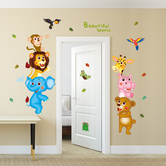 

Creative Animal World Wall Stickers Corridor Kindergarten Children's Room Background Decorative Painting Removable Wall Stickers