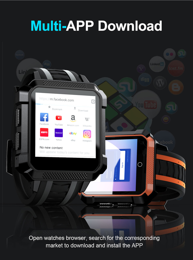 LOKMAT H7 4G 1+8G GPS Watch Phone LCD Color Screen Waterproof Smart Watch Fitness Exercise Bracelet 4