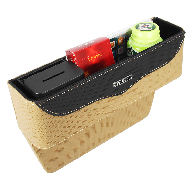 

Leather Car Seat Crevice Storage Bag Box Money Pot Auto Seat Gap Filler Organizer
