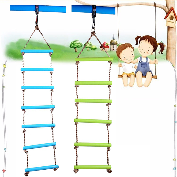 

6 Rungs 2M PE Rope Children Toy Swing Max load 120KG Outdoor Indoor Plastic Ladder Rope Playground Games For Kids Climbing Rope Swing