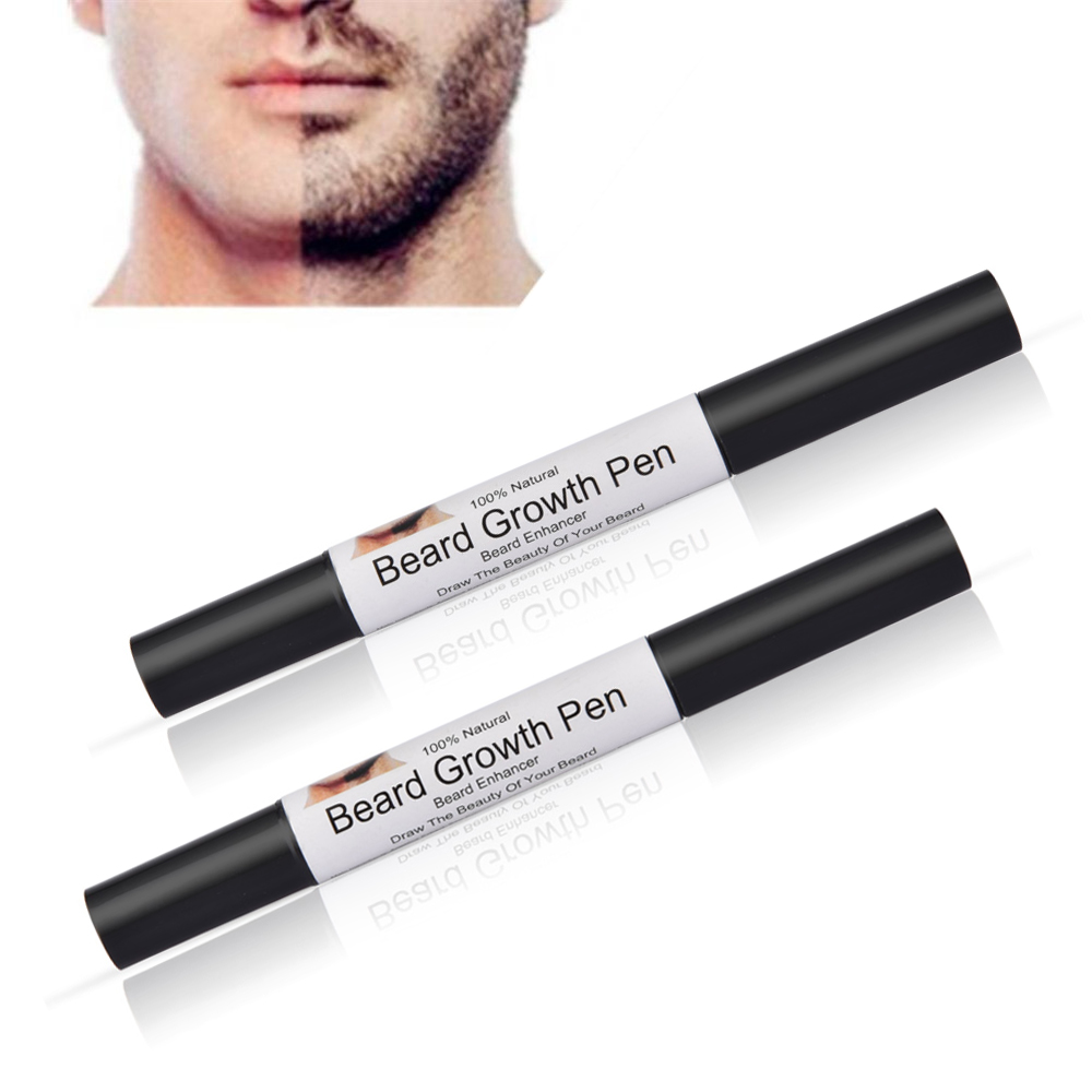 

2Pcs Men Beard Growth Pen Facial Whiskers Moustache Sideburns Eyebrow Enhancer Grow Pen