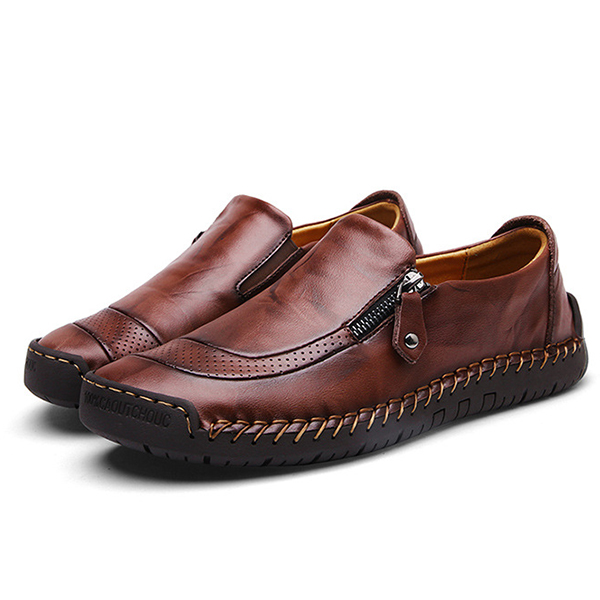 

Menico Comfy Hand Stitching Slip On Leather Oxfords