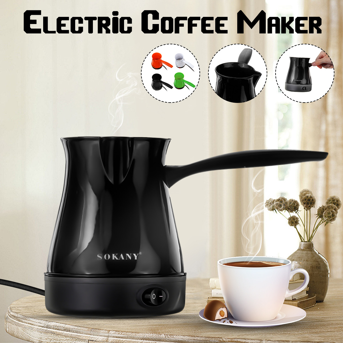 220V Electric Turkish Greek ABS and Stainless Steel Portable Coffee Maker Machine Cezve Pot 23