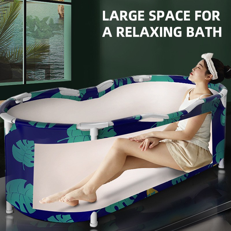 Portable Bathtub Water Tub Folding PVC Adult Spa Bath Bucket Rectangle Home 37
