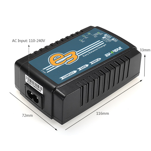 EV-Peak E3 35W 3A Smart AC Balance Charger for 2S-4S LiPo Battery 