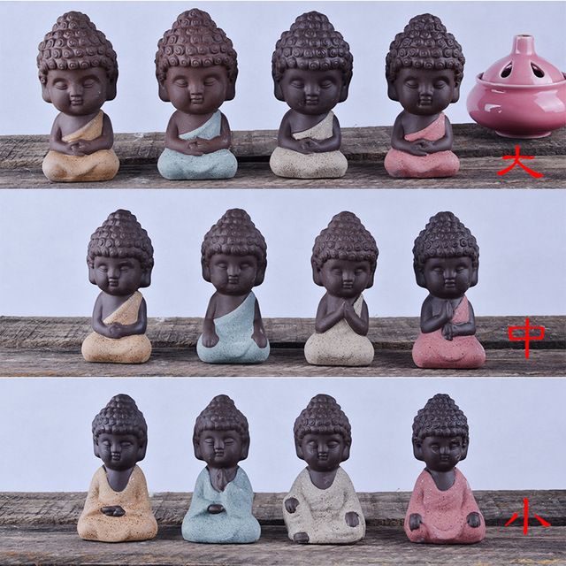 

Ceramic Boutique Tea Pet Statue Small Monk Purple Sand Color Sand Car Accessories Small As A Lucky Charm Flower Pet