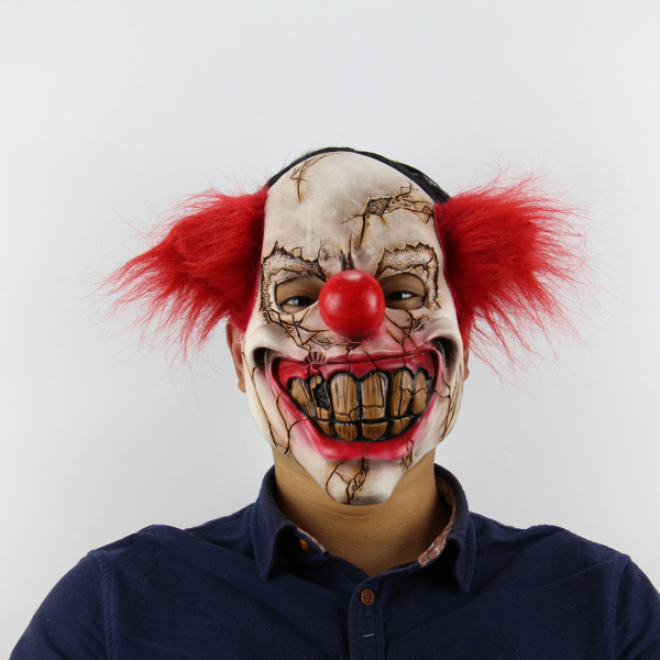 

Halloween Scary Clown Latex Mask Big Mouth Red Hair Nose Full Face Halloween Party Props