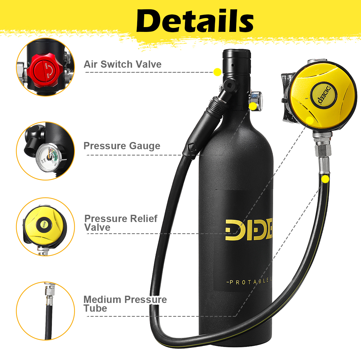 Dideep x4000 pro 1l mini scuba tank diving set cylinder oxygen tank ...