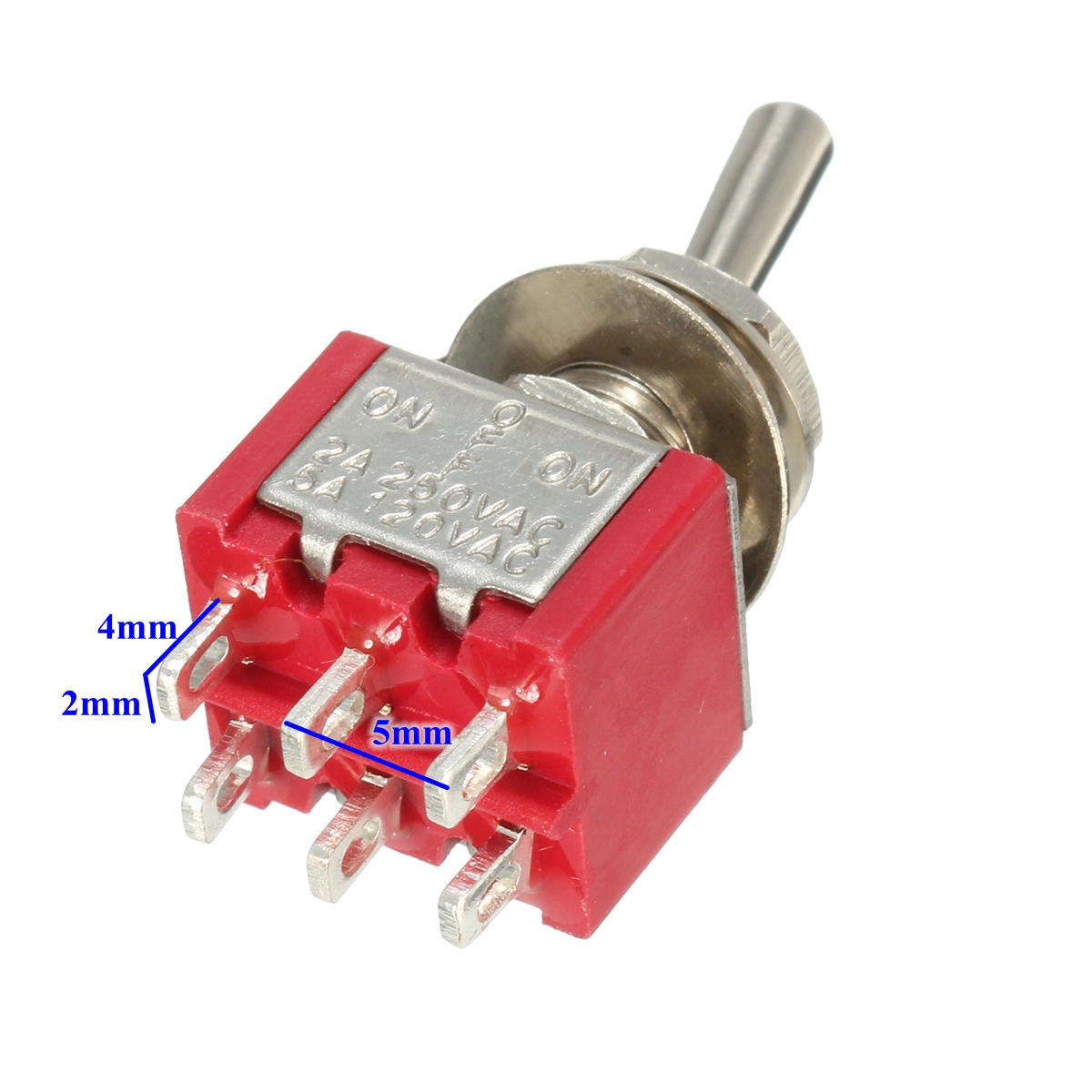 Mini Latching Toggle Switch DPDT ON-OFF-ON AC 2 A 250 V 5 A 120 V 6 broches Flick UK Rouge