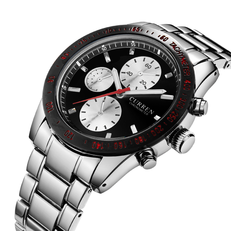 

CURREN 8016 Decorative Three Dials Full Steel Quartz Watches Business Style Men Wrist Watch
