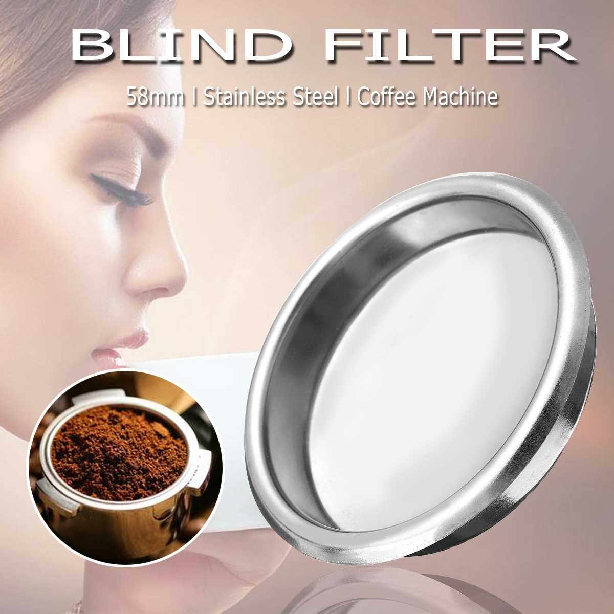 58mm Stainless Steel Blind Filter Espresso Coffee Machine Maker Backflush Flush Basket 11
