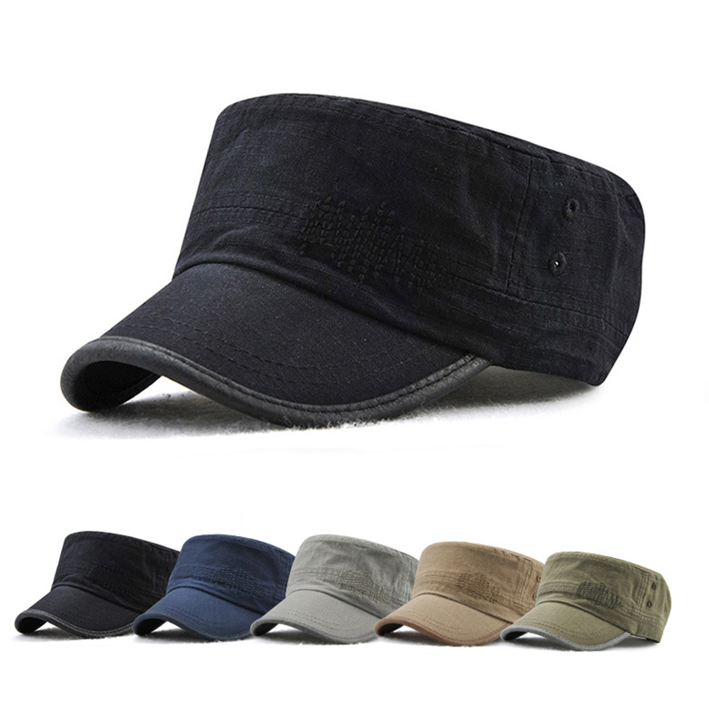 

Летние летние регулируемые плоские шляпы На открытом воздухе Хлопок Военный Пик Cap Mens