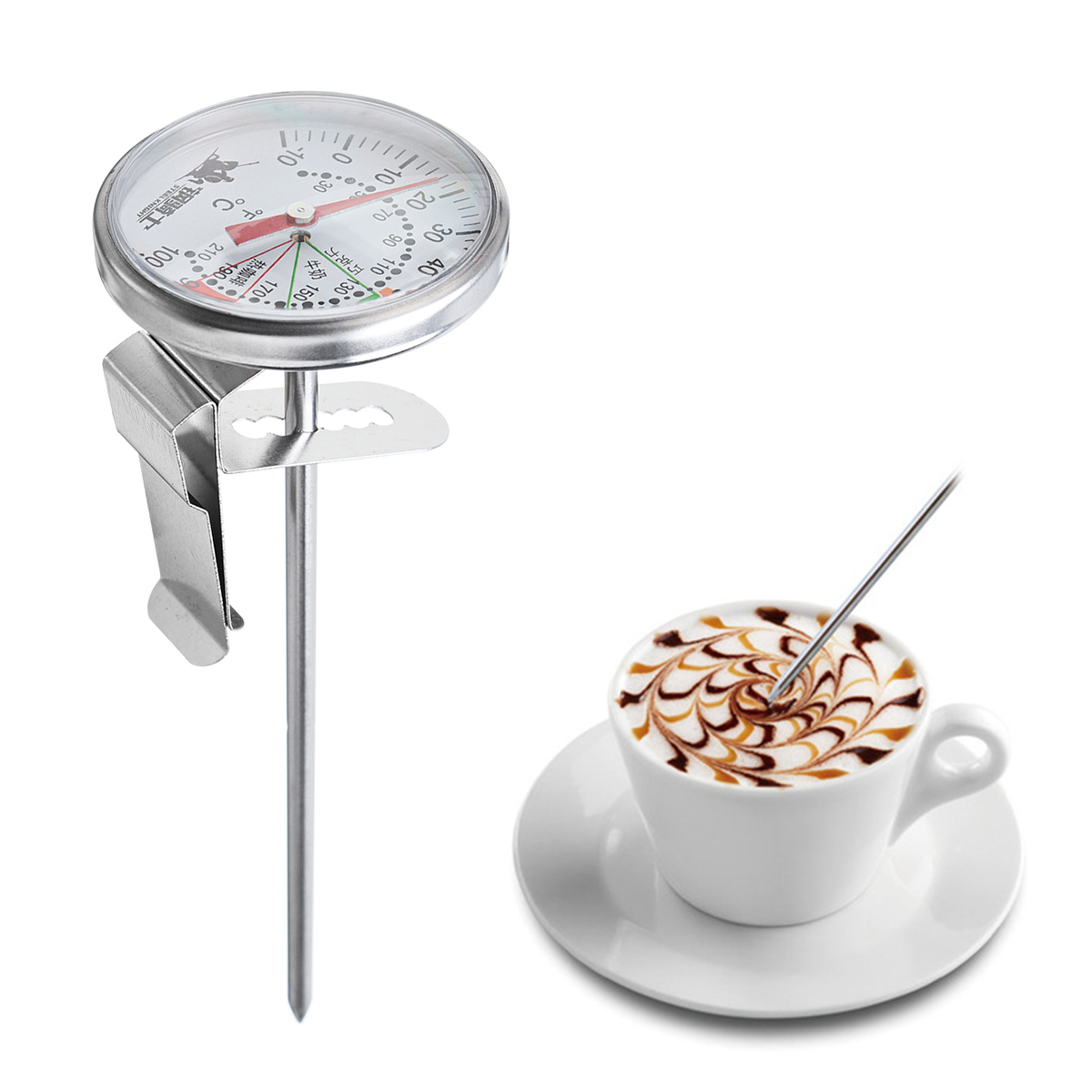 

Coffee Milk Froth Latte Cappuccino Thermometer Stainless Steel Probe Detector