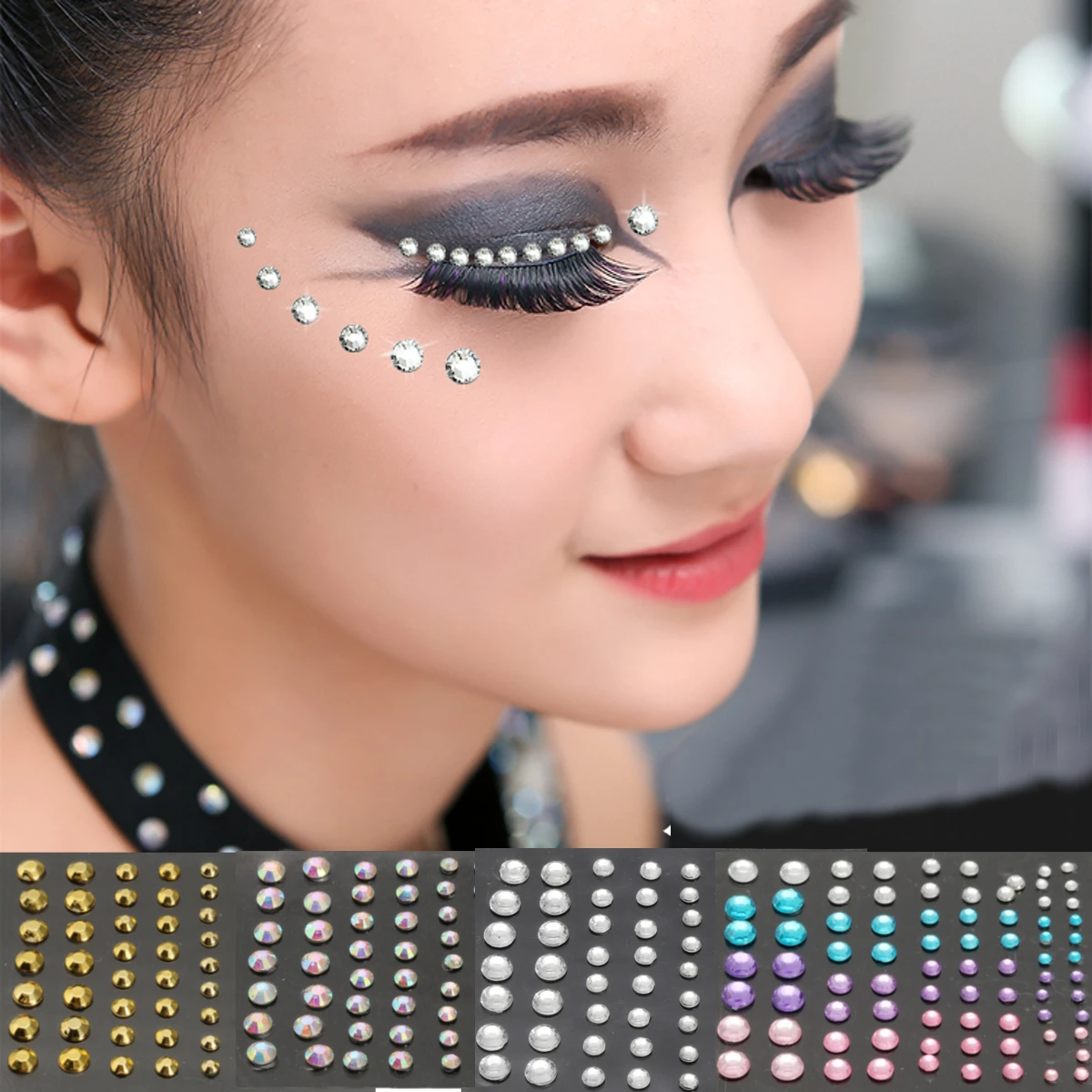 Halloween Cosplay Jewelry Eyes Makeup Crystal Eyes Sticker Tattoo Diamond Glitter Makeup Sticker