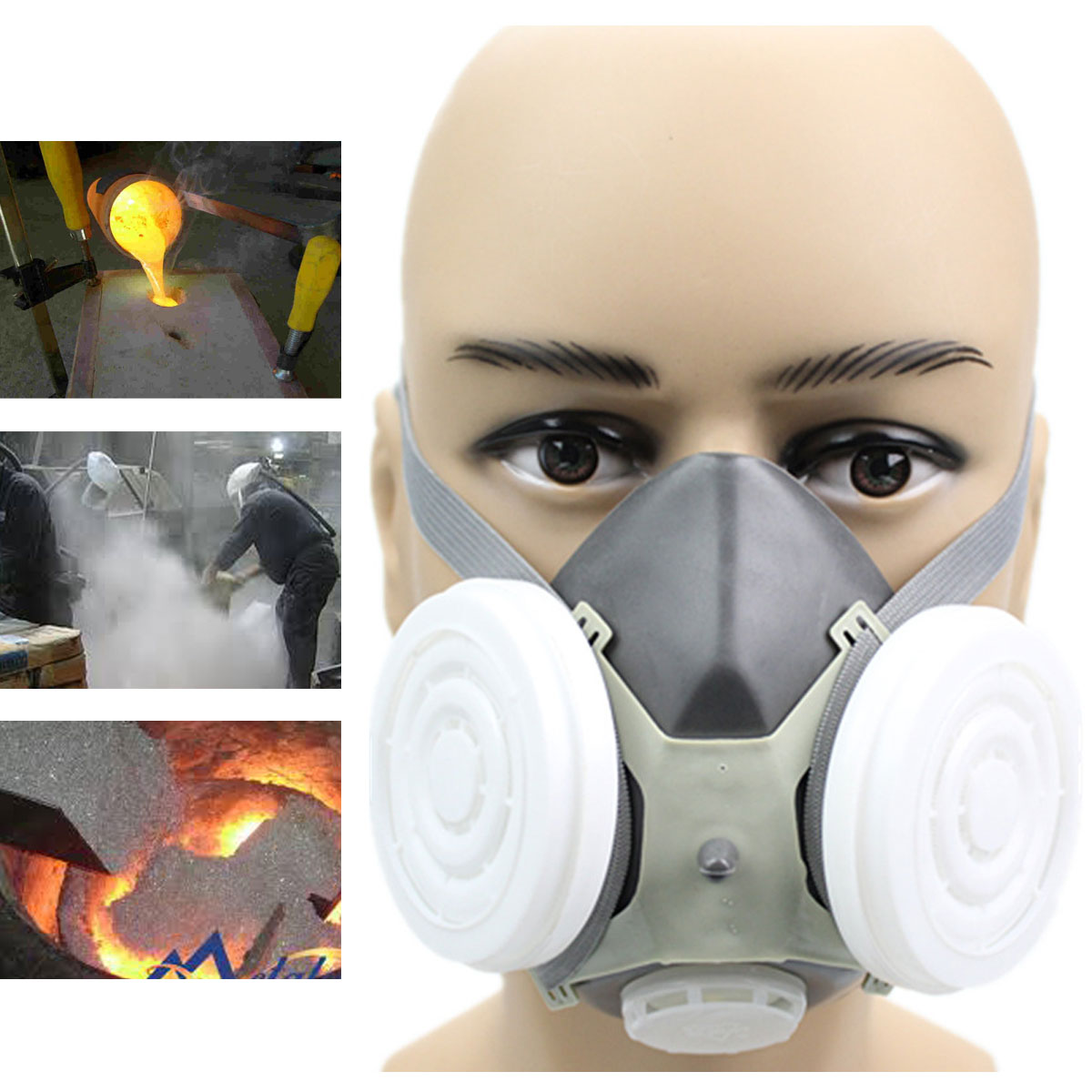 

Anti Dust Respirator Gas Safety Half Face Mask Dual Filter Chemical Spray Painting Tool
