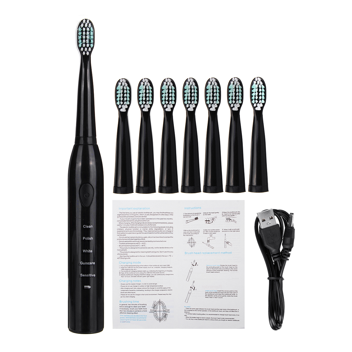 

5 Modes Electric Toothbrush Sonic Power With 8 Brush Heads