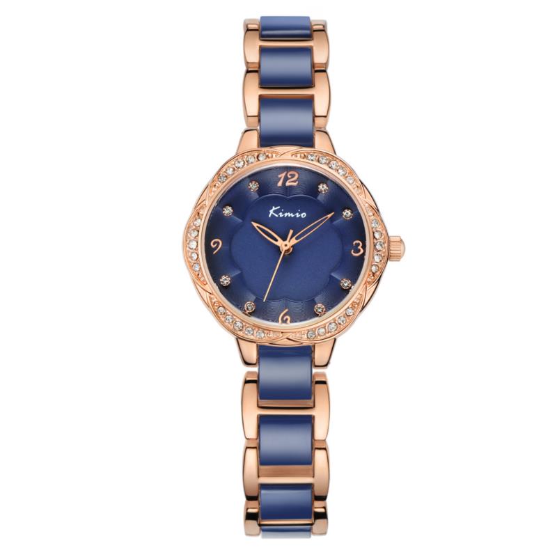 

KIMIO KW6016M Fashion Women Quartz Watch Luxury Rhinestones Ceramic Watch